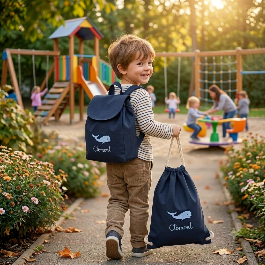 Kindergartenrucksack Set mit Turnbeutel personalisiert | Individuell bestickt mit Namen | Perfektes Geschenk zum Kita-Start