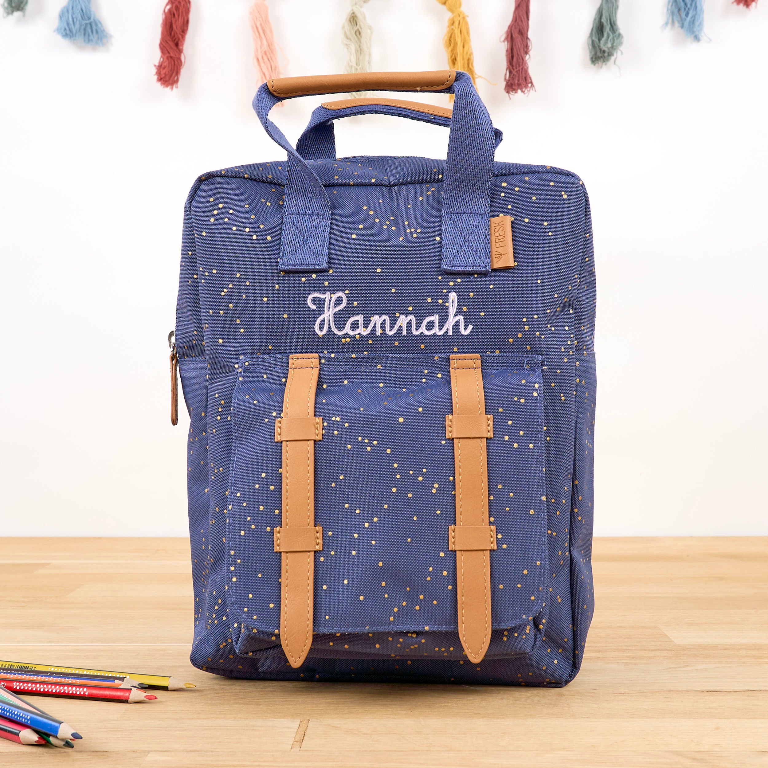 Kinder-Rucksack mit Namen - Goldpunkte