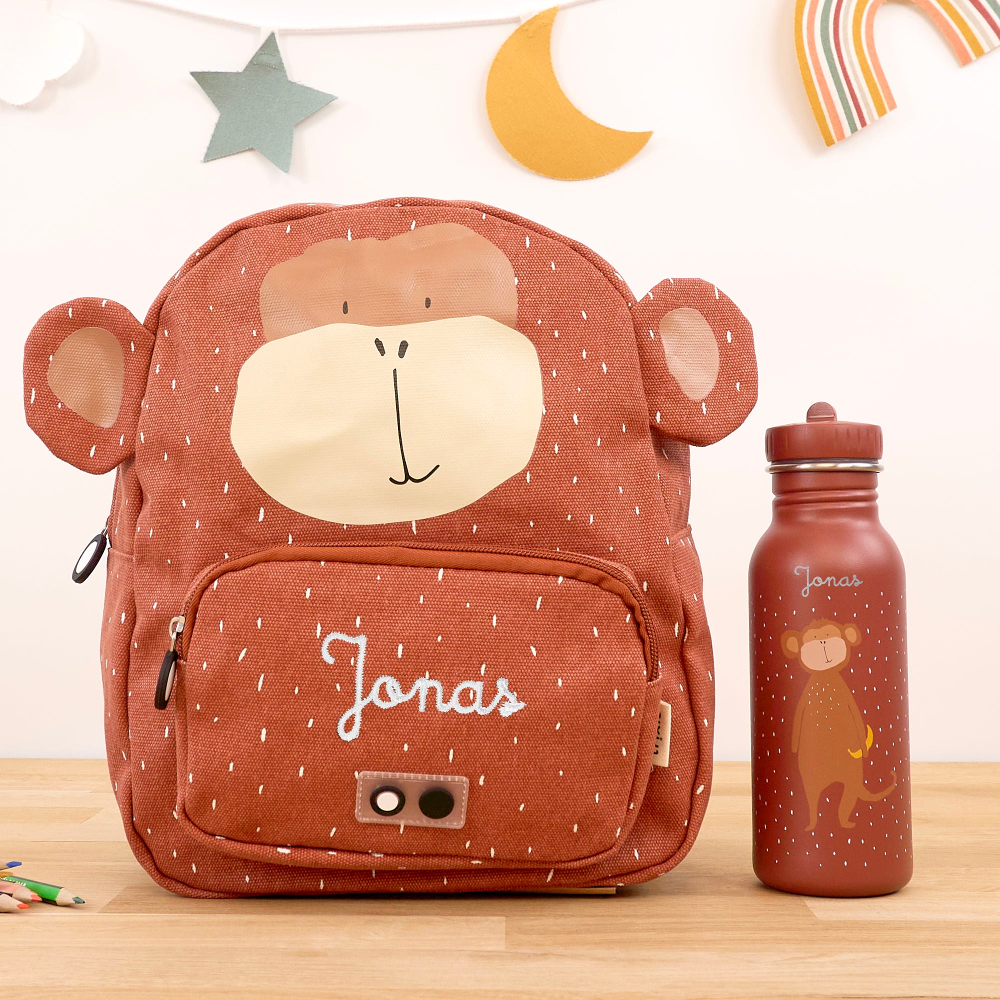 Trixie Kinderrucksack Set mit Namen - Affe