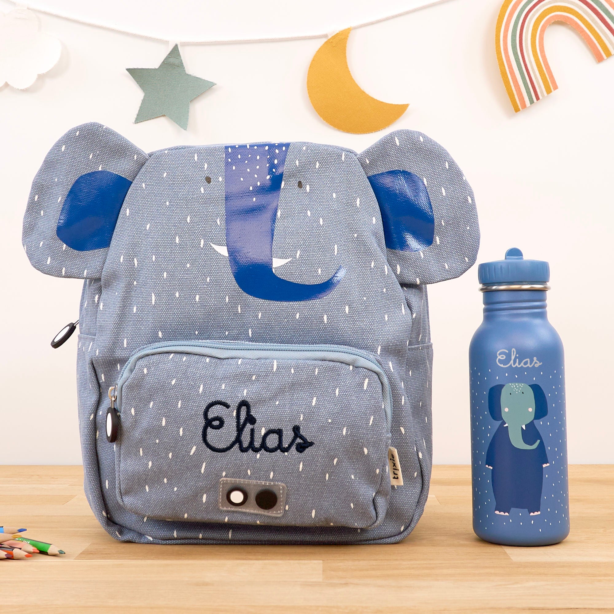 Trixie Kinderrucksack Set mit Namen - Elefant