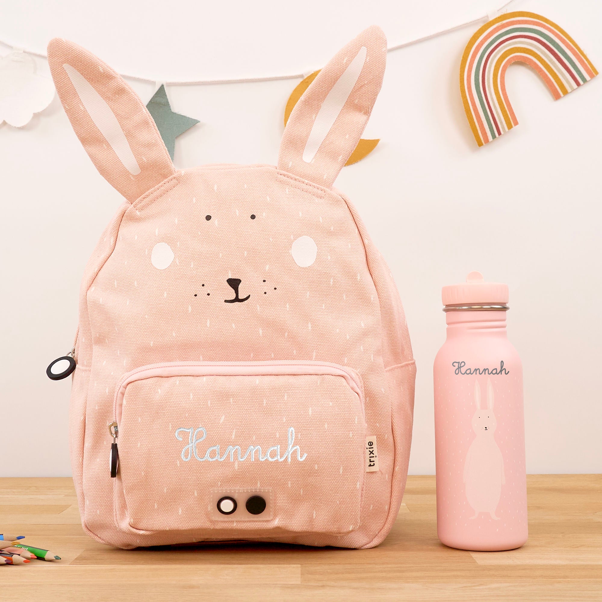 Trixie Kinderrucksack Set mit Namen - Hase