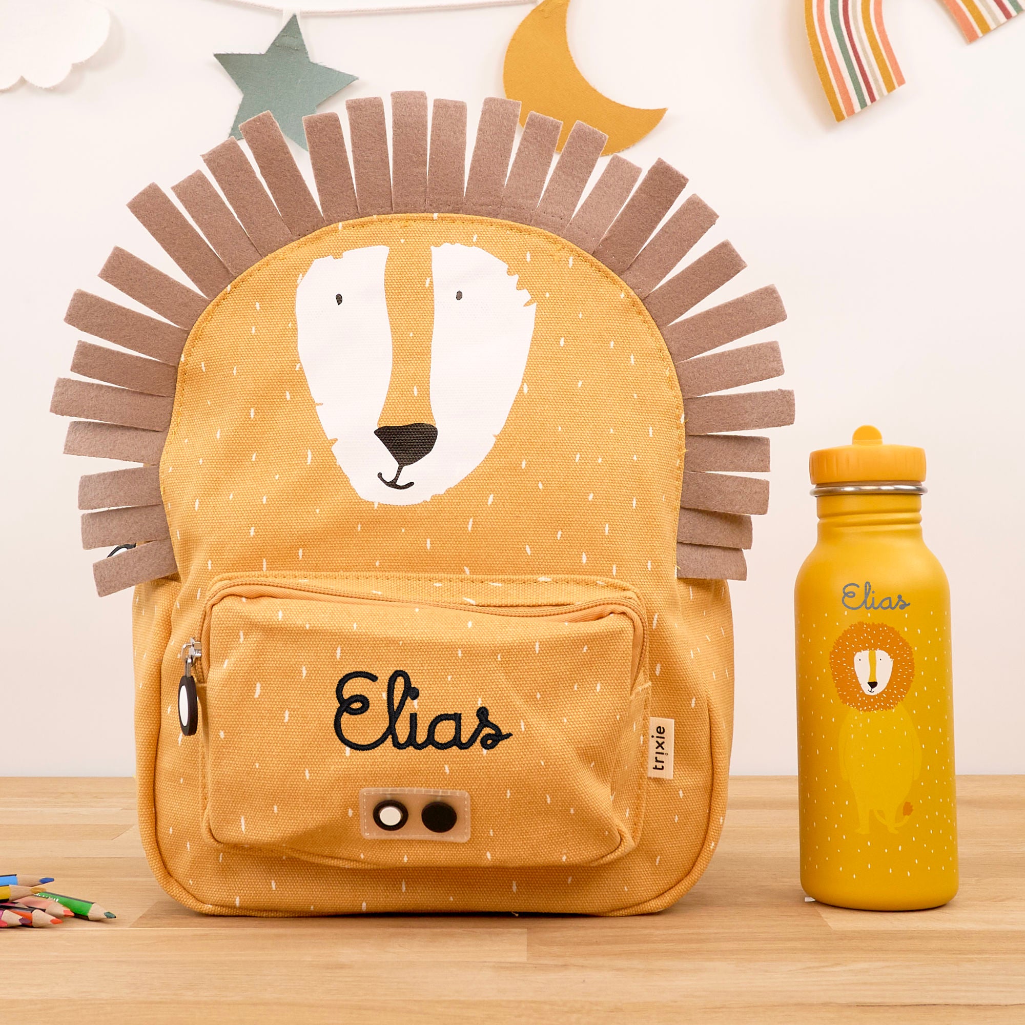 Trixie Kinderrucksack Set mit Namen - Löwe