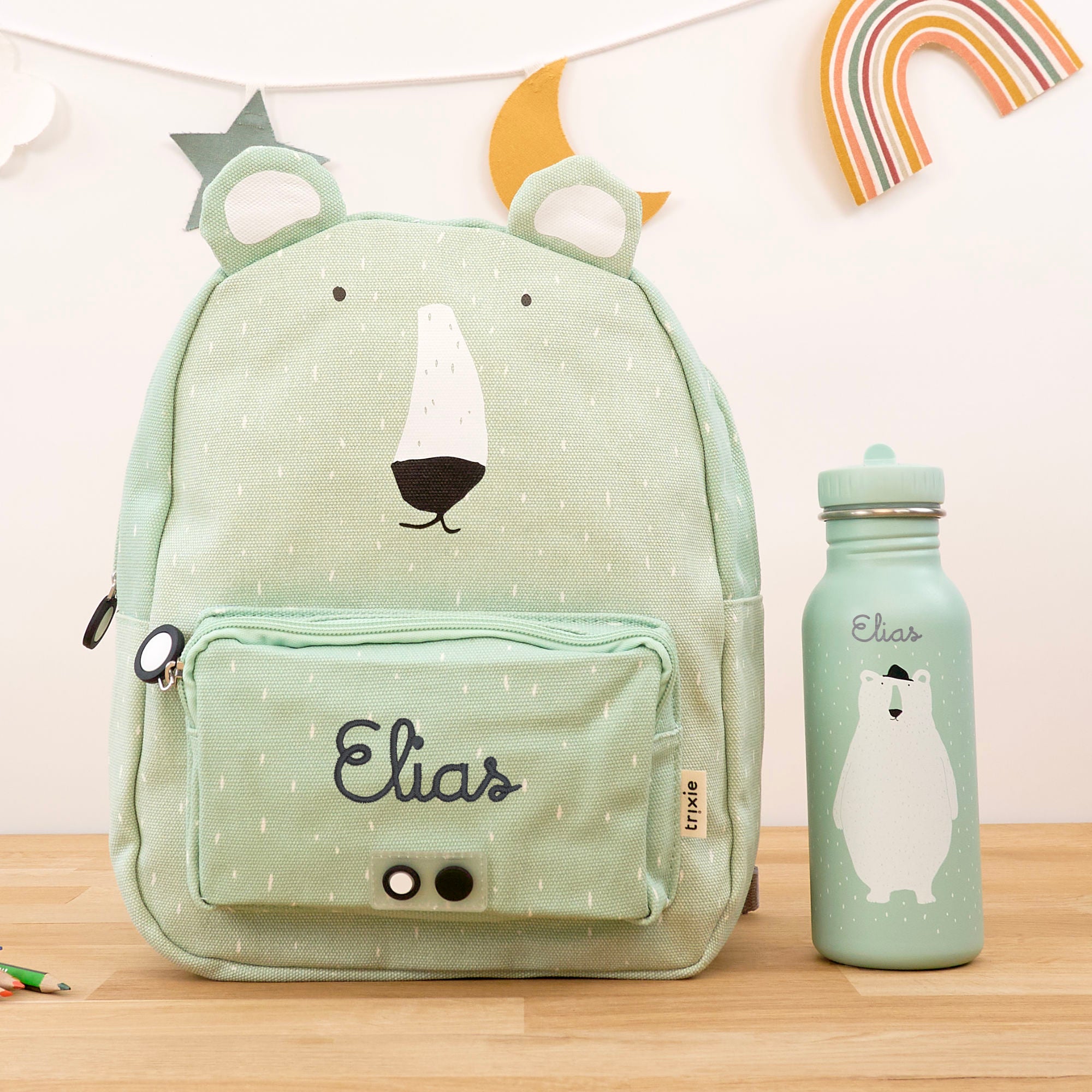 Kinderrucksack Set mit Namen - Polarbär / Trixie