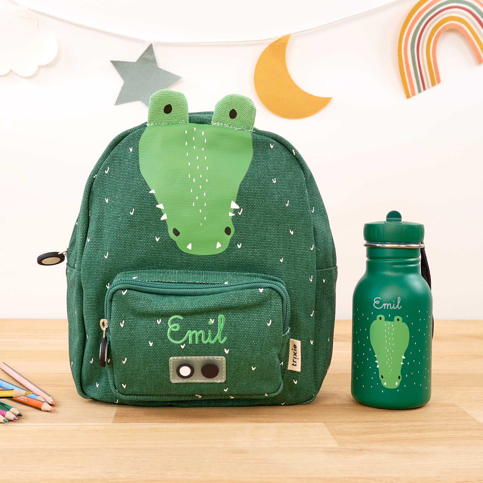 Trixie Baby Mini Kinderrucksack Set mit Namen - Krokodil