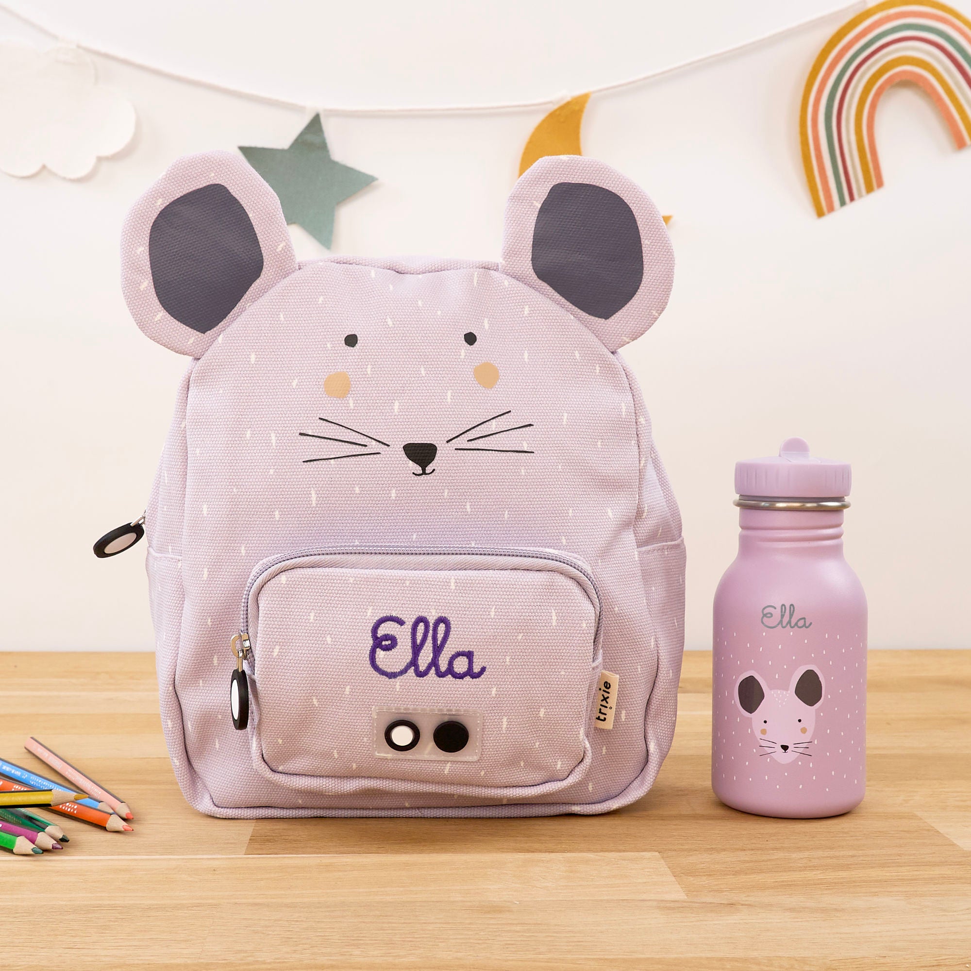 Mini Kinderrucksack Set mit Namen - Maus