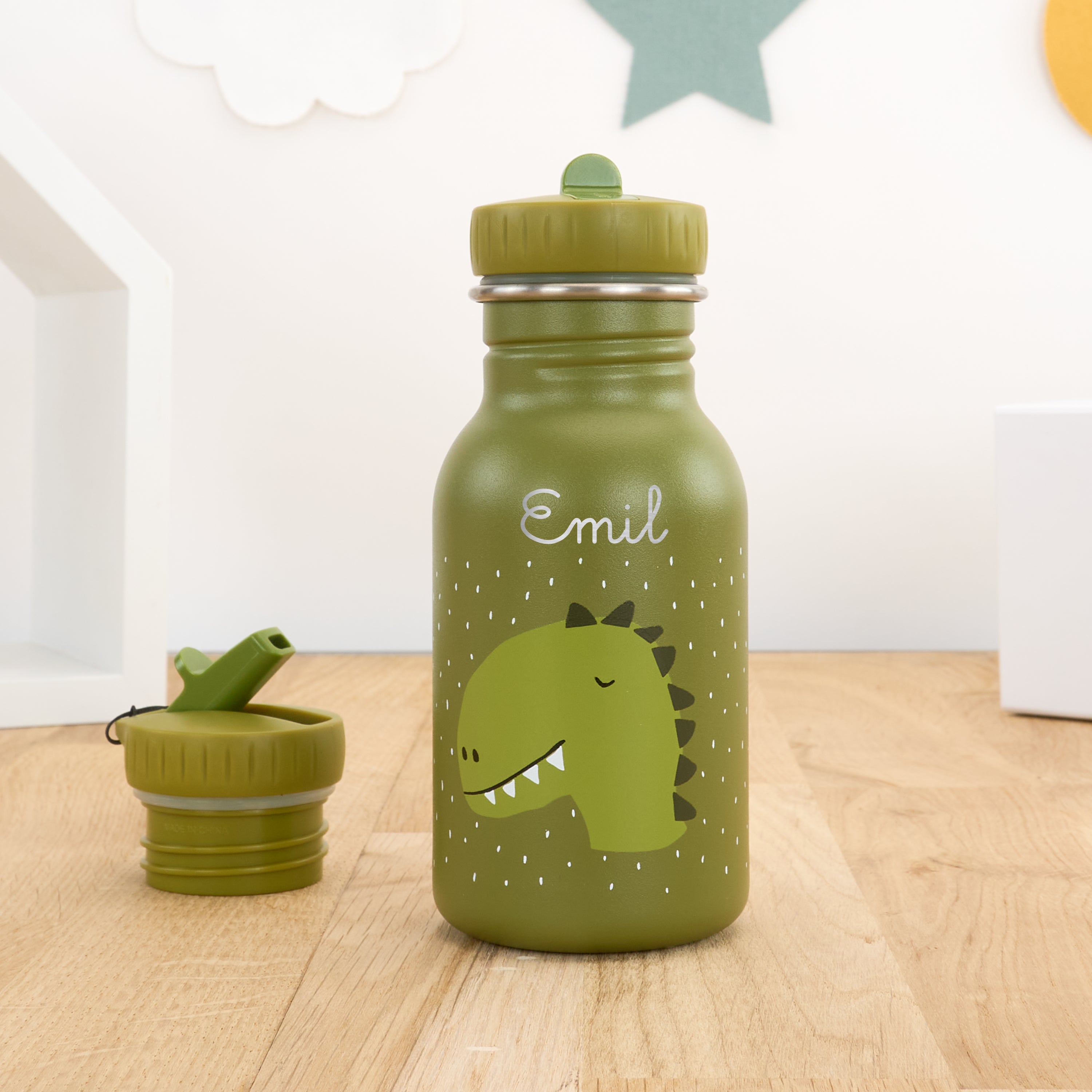 Kindergartentrinkflasche mit Namen personalisiert 350 ml - Dino