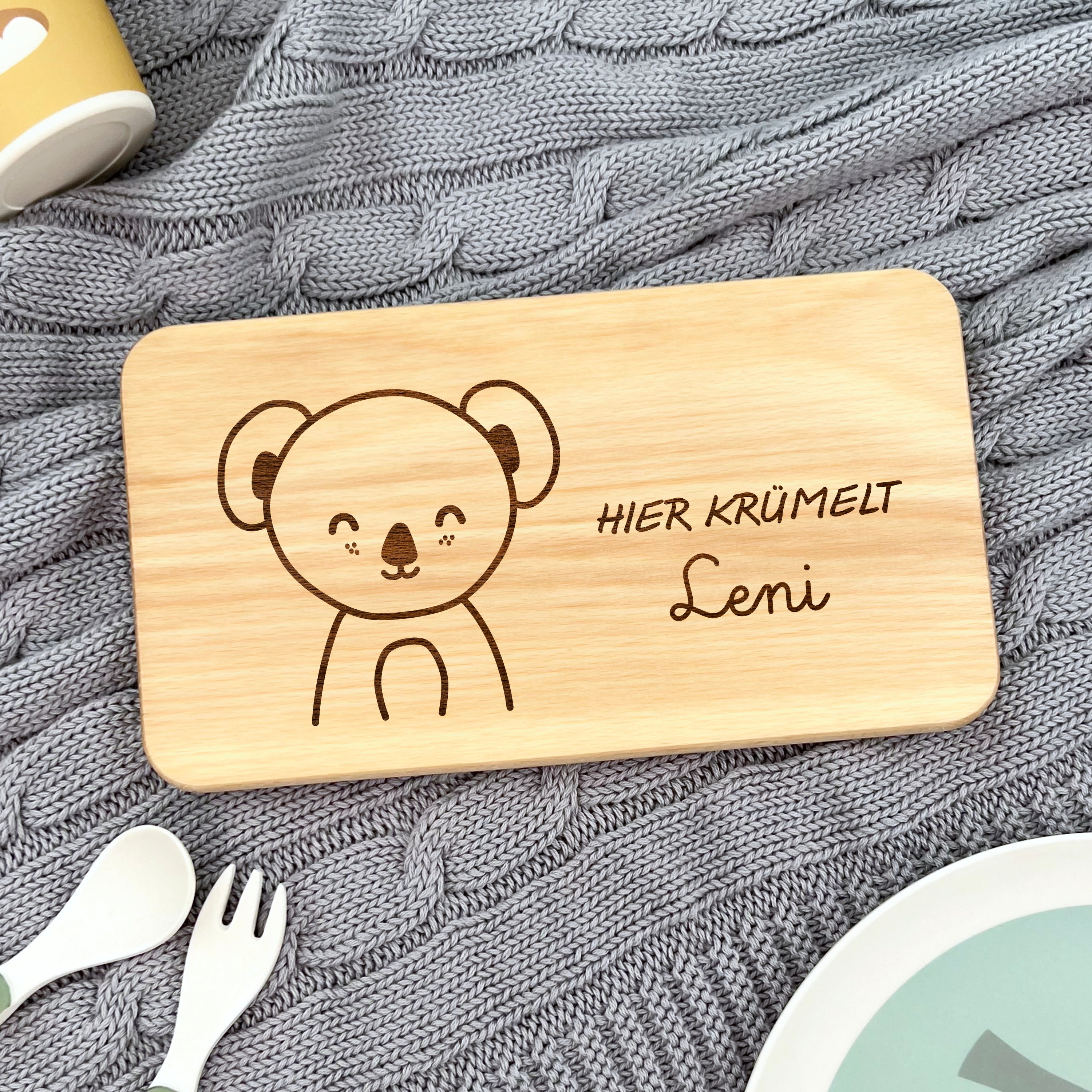 Kinder-Frühstücksbrettchen mit Namen personalisiert - Koala