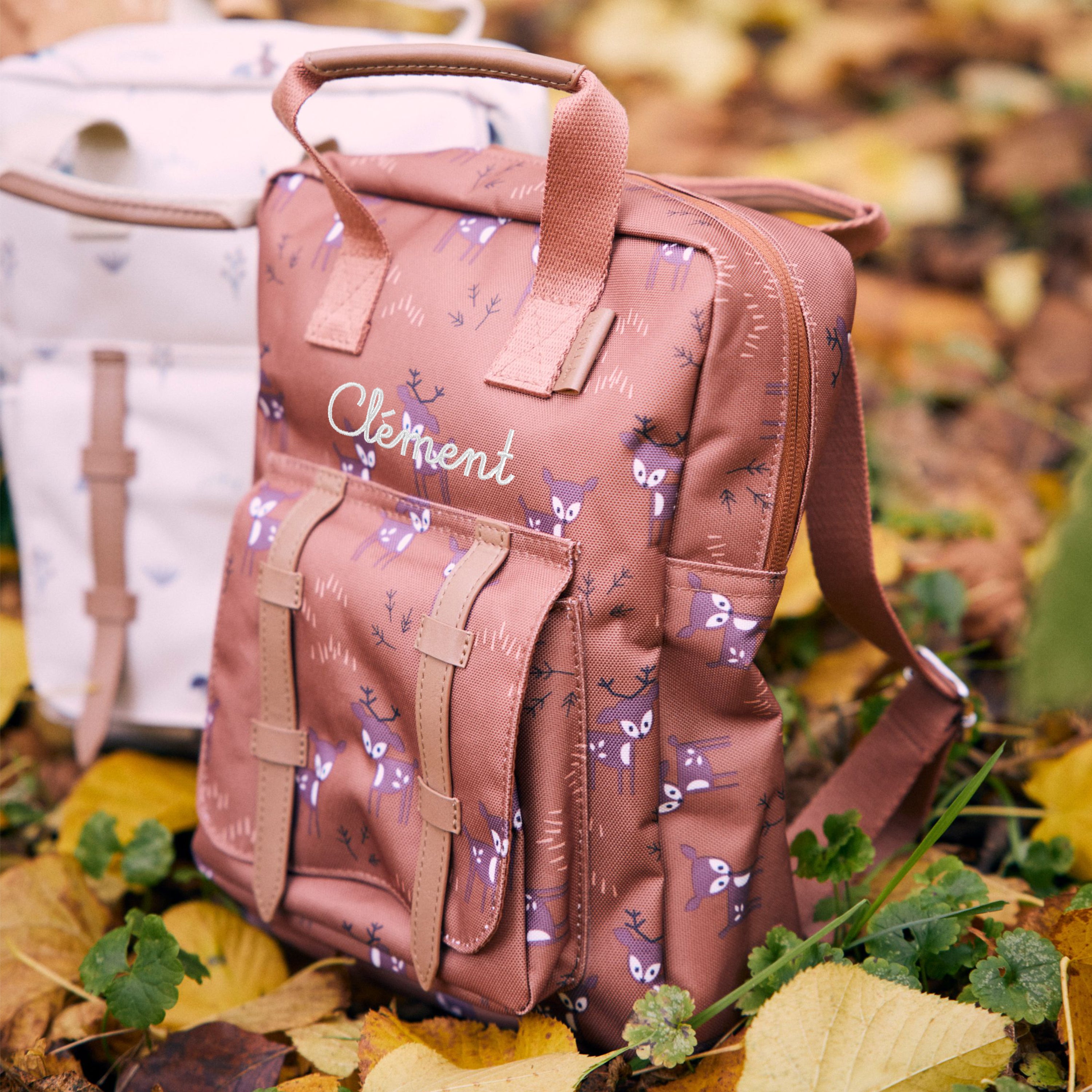 Kinder-Rucksack mit Namen - Rehe Braun
