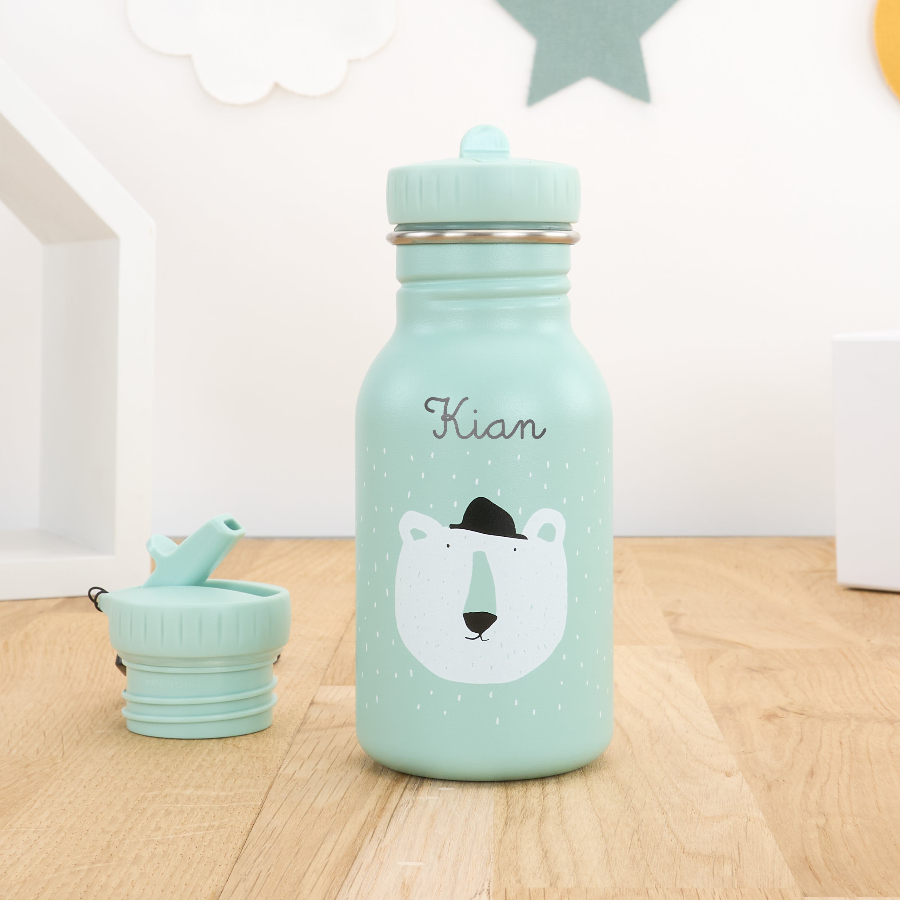 Kindertrinkflasche mit Namen personalisiert 350 ml - Eisbär