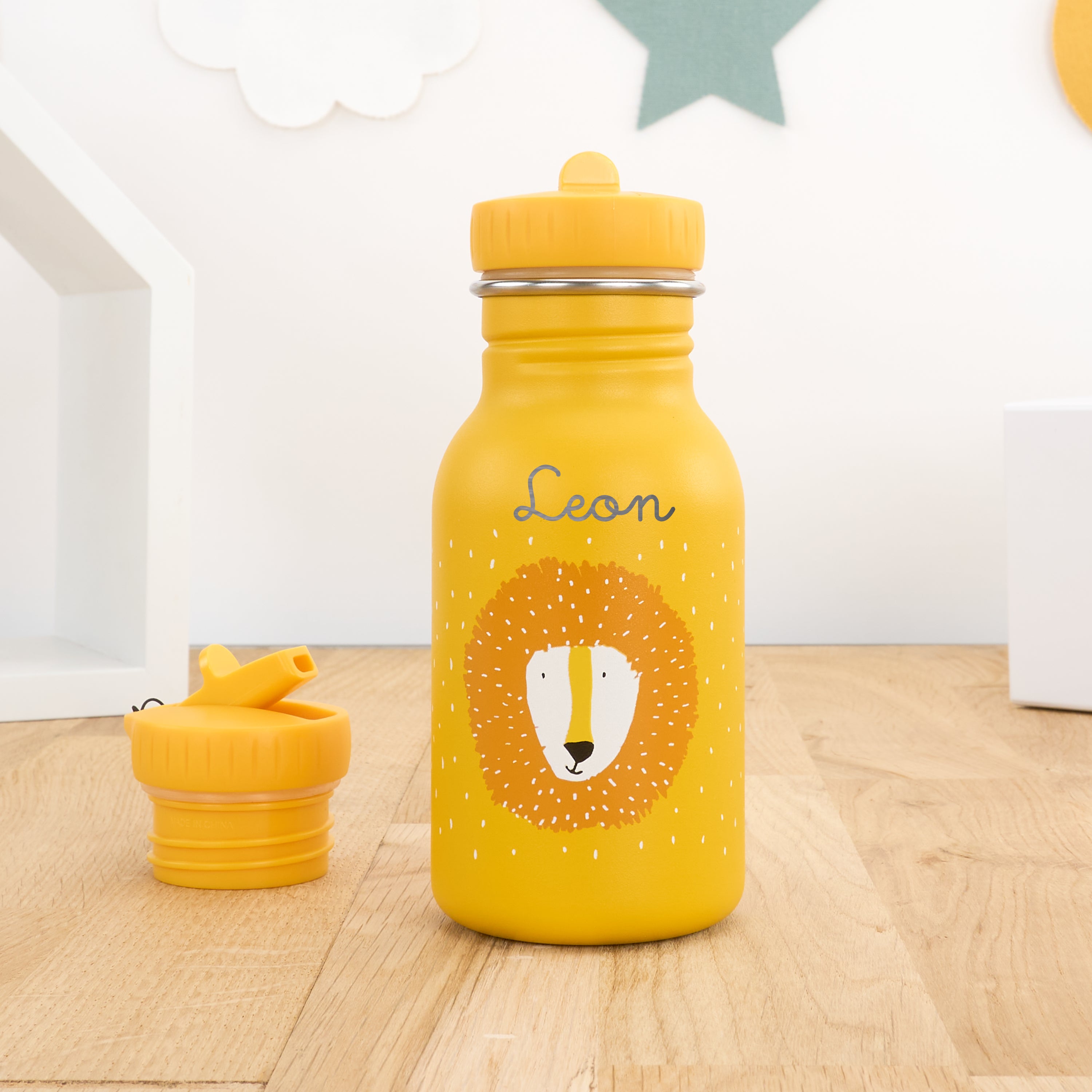 Kindergartentrinkflasche mit Namen personalisiert 350 ml - Löwe