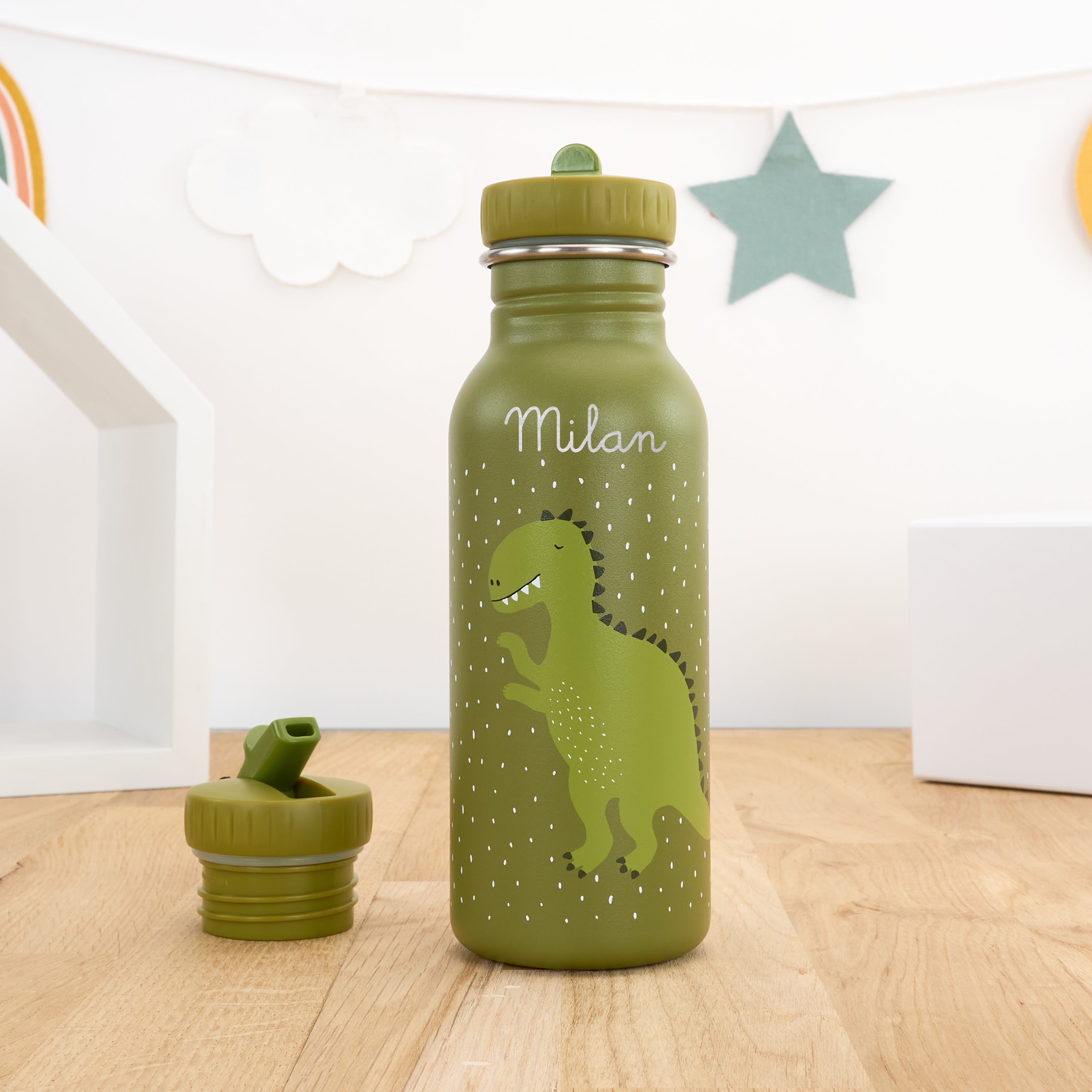 Kindergartentrinkflasche mit Namen personalisiert 500 ml - Dino