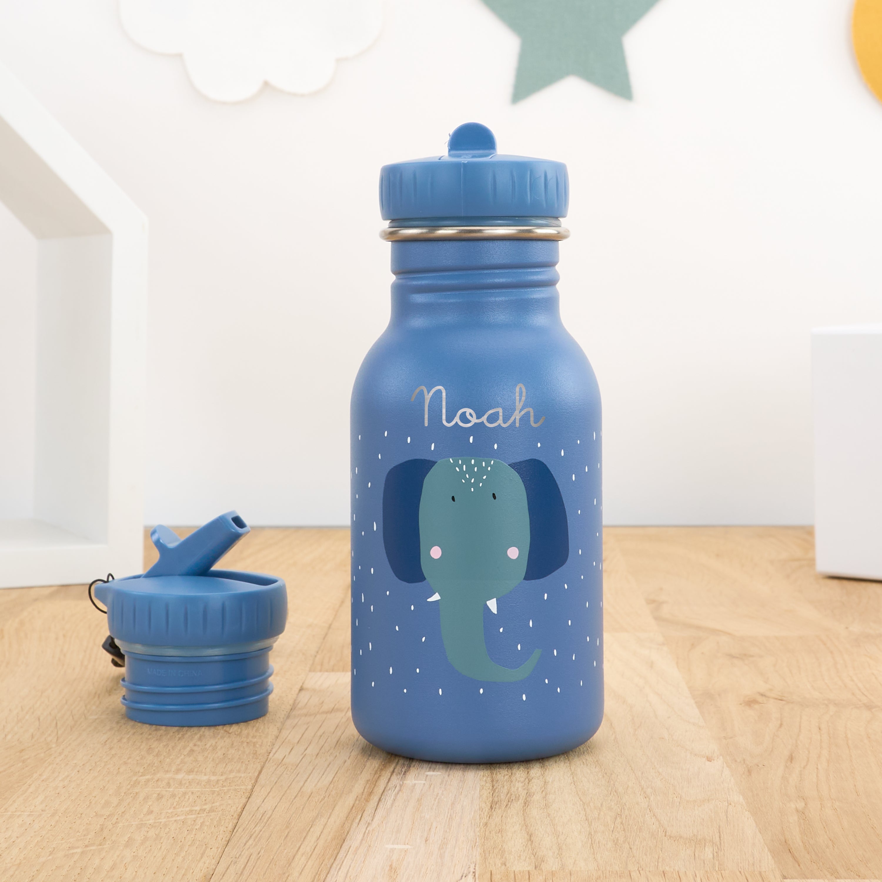 Kindertrinkflasche mit Namen personalisiert 350 ml - Elefant