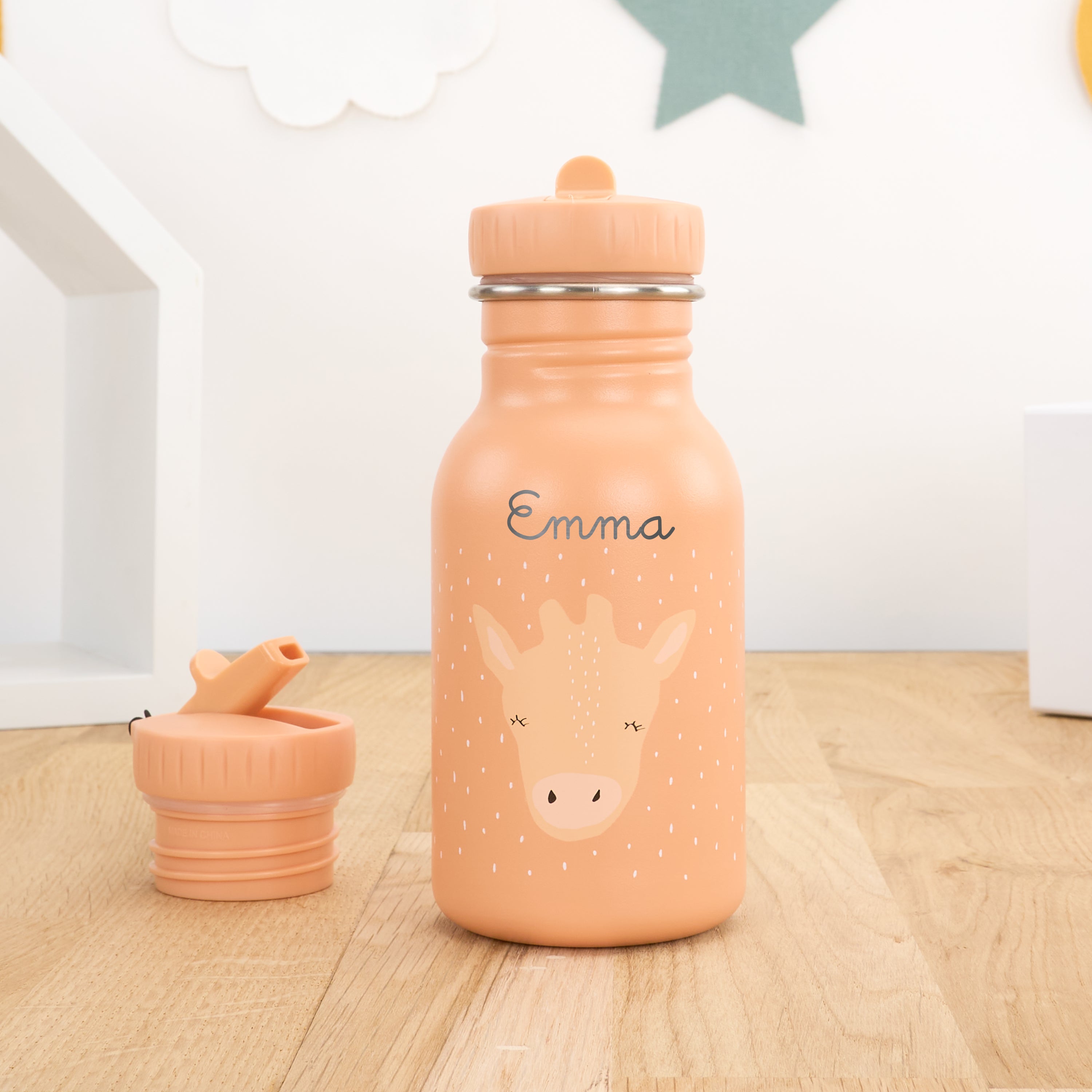 Kindertrinkflasche mit Namen personalisiert 350 ml - Giraffe