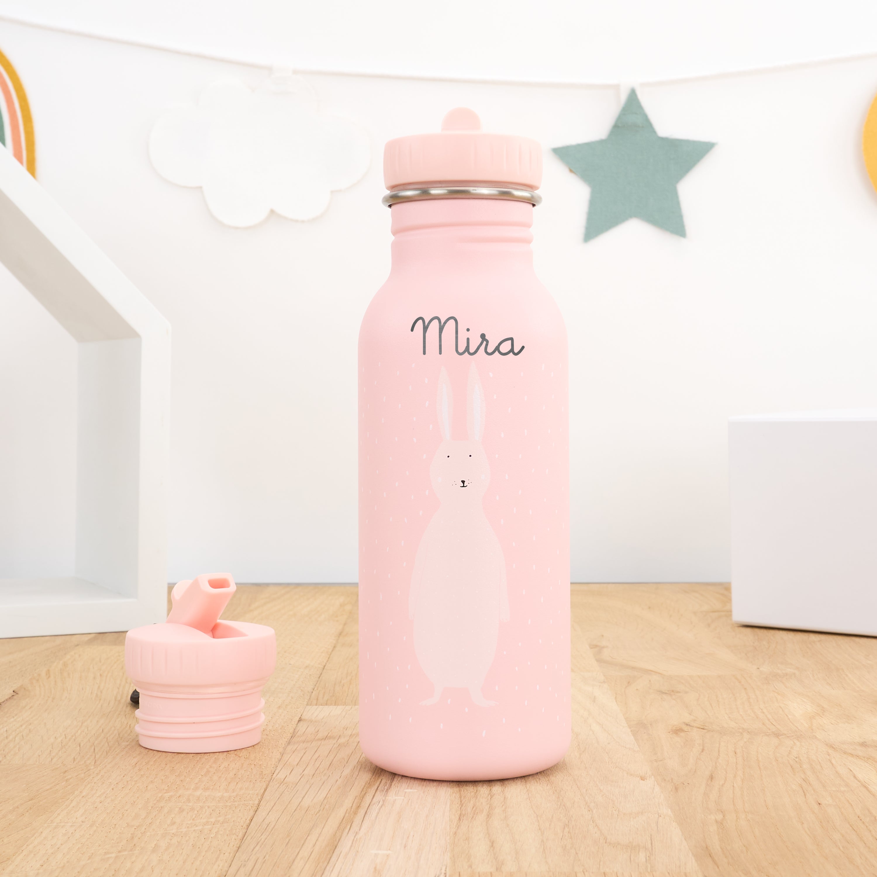 Kindertrinkflasche mit Namen personalisiert 500 ml - Hase