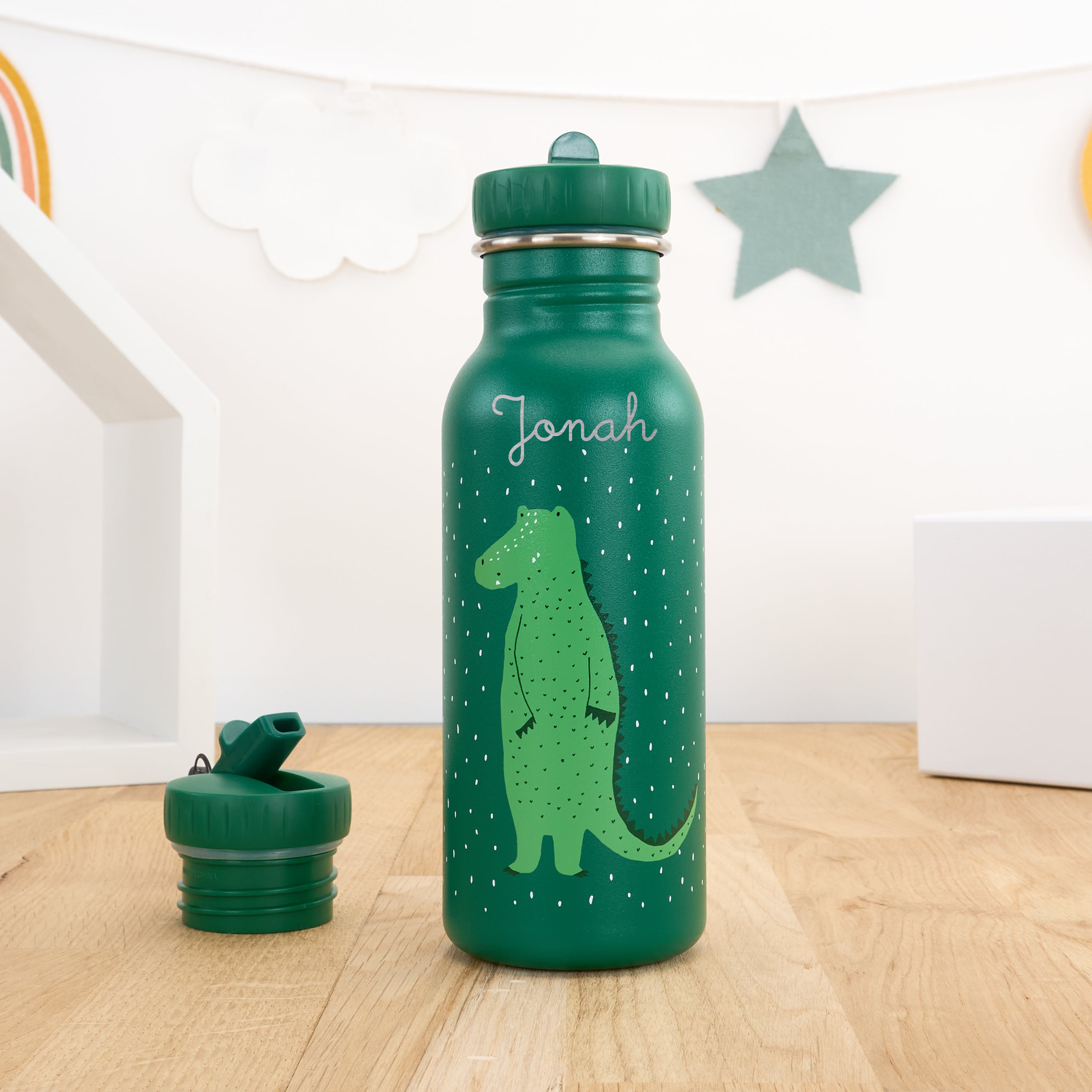 Kindertrinkflasche mit Namen personalisiert 500 ml - Krokodil