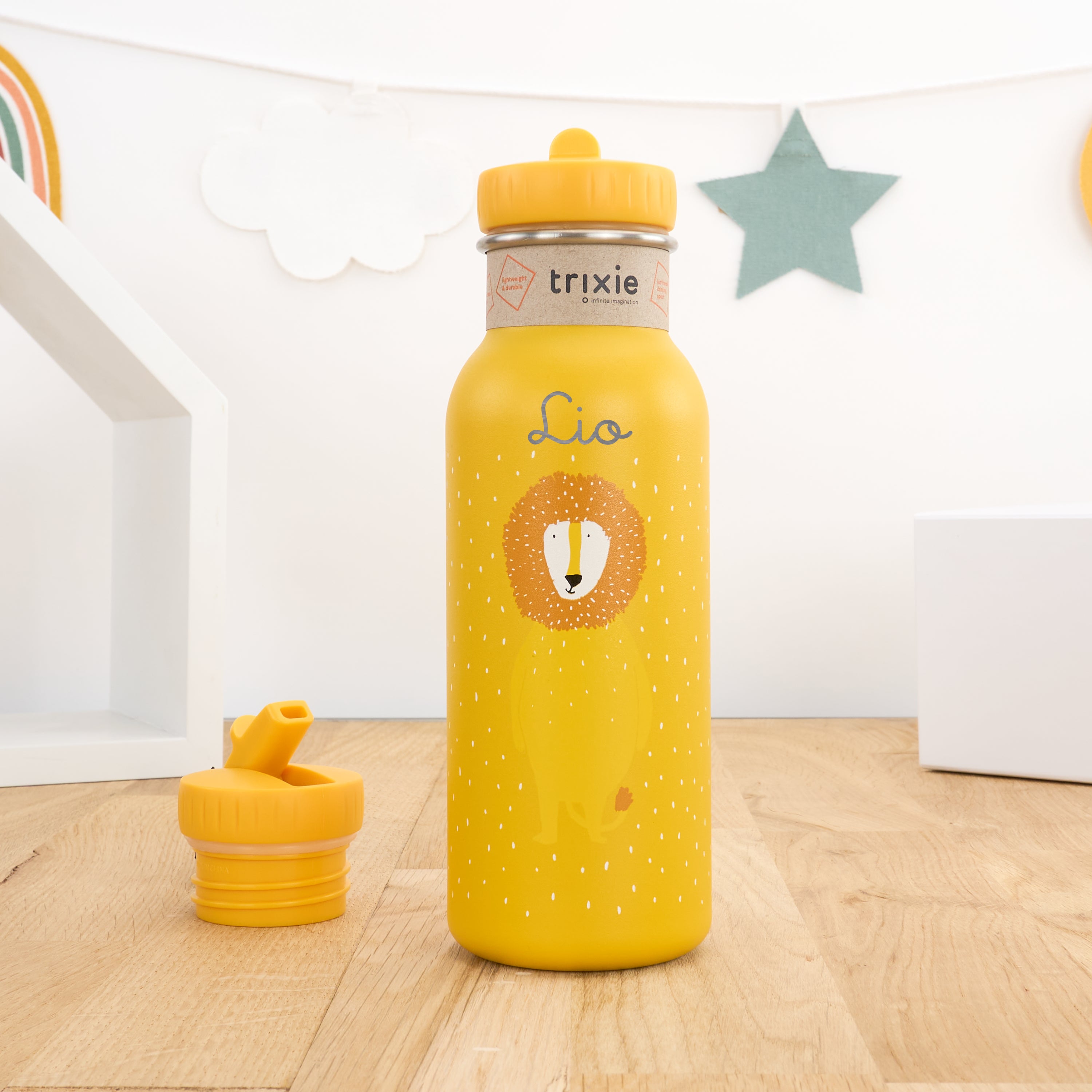 Kindergartentrinkflasche mit Namen personalisiert 500 ml - Löwe