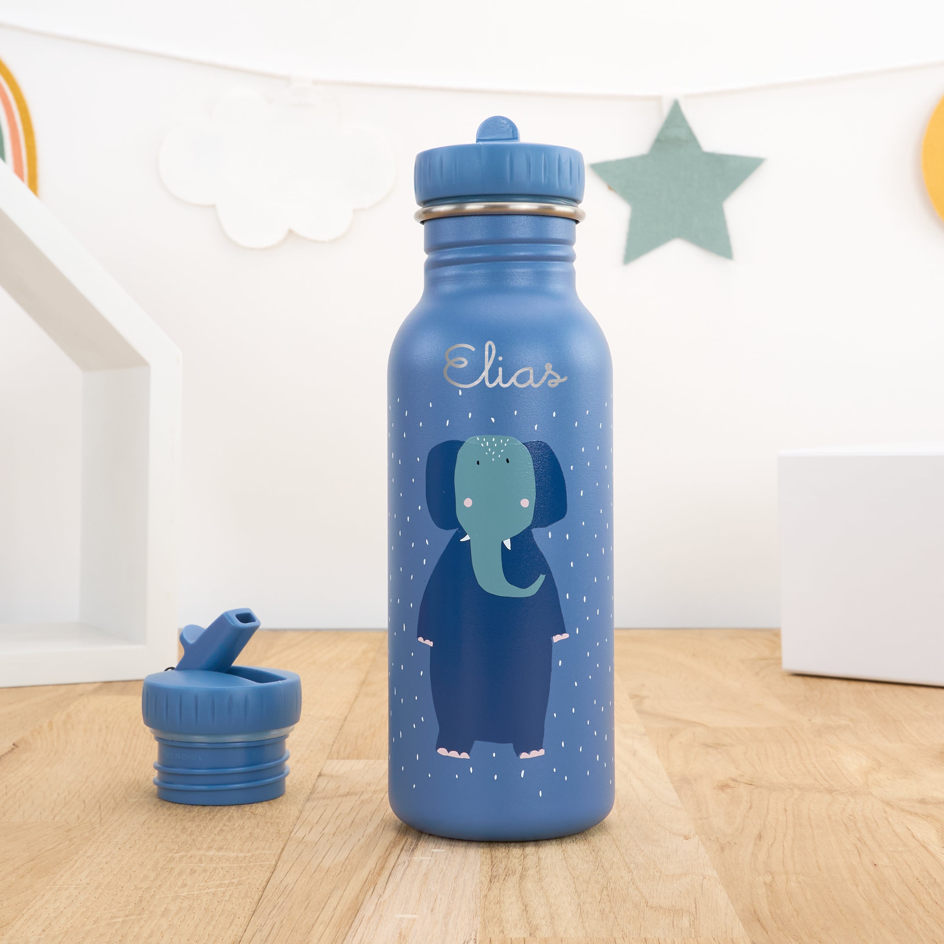 Kindergartentrinkflasche mit Namen personalisiert 500 ml - Elefant