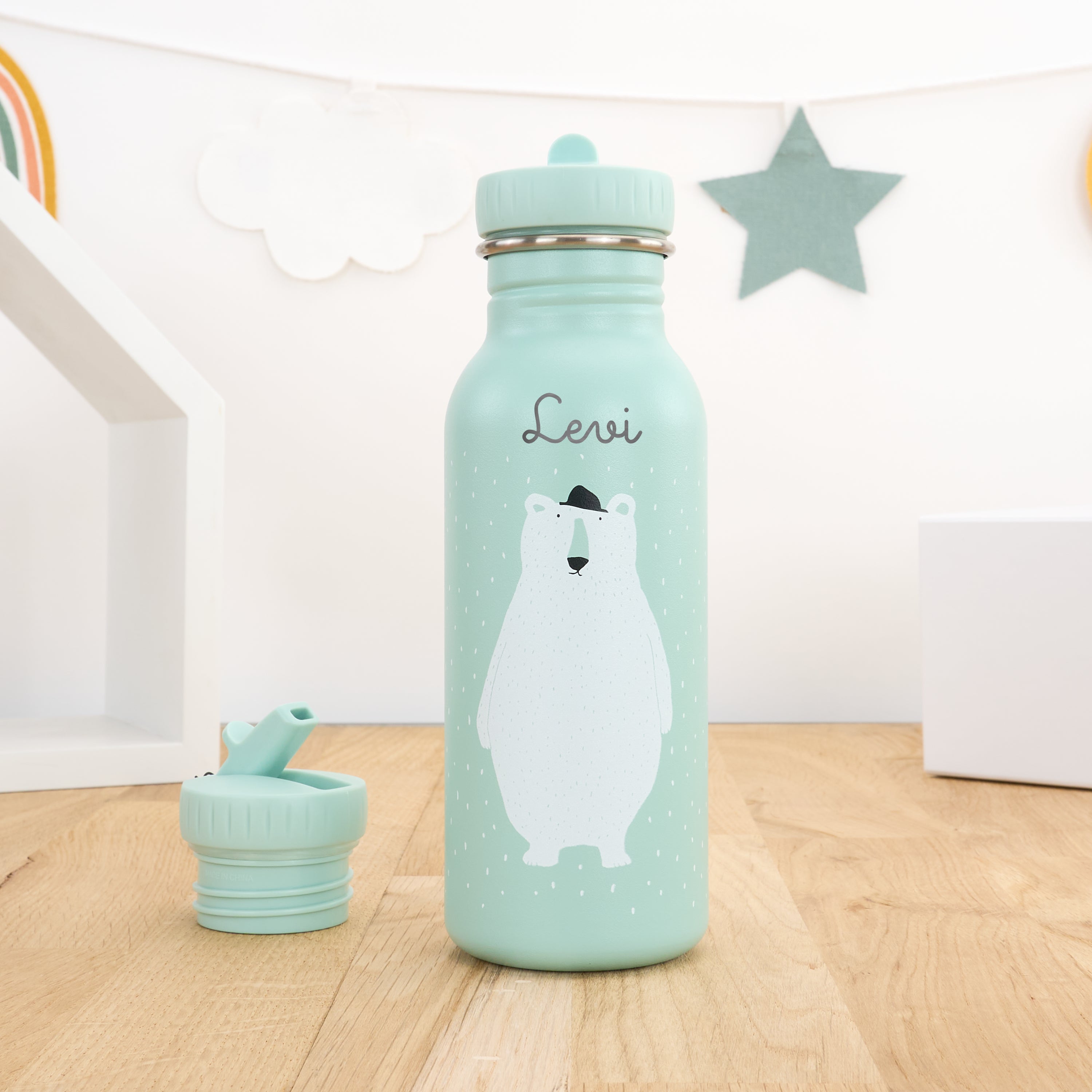 Kindertrinkflasche mit Namen personalisiert 500 ml - Eisbär