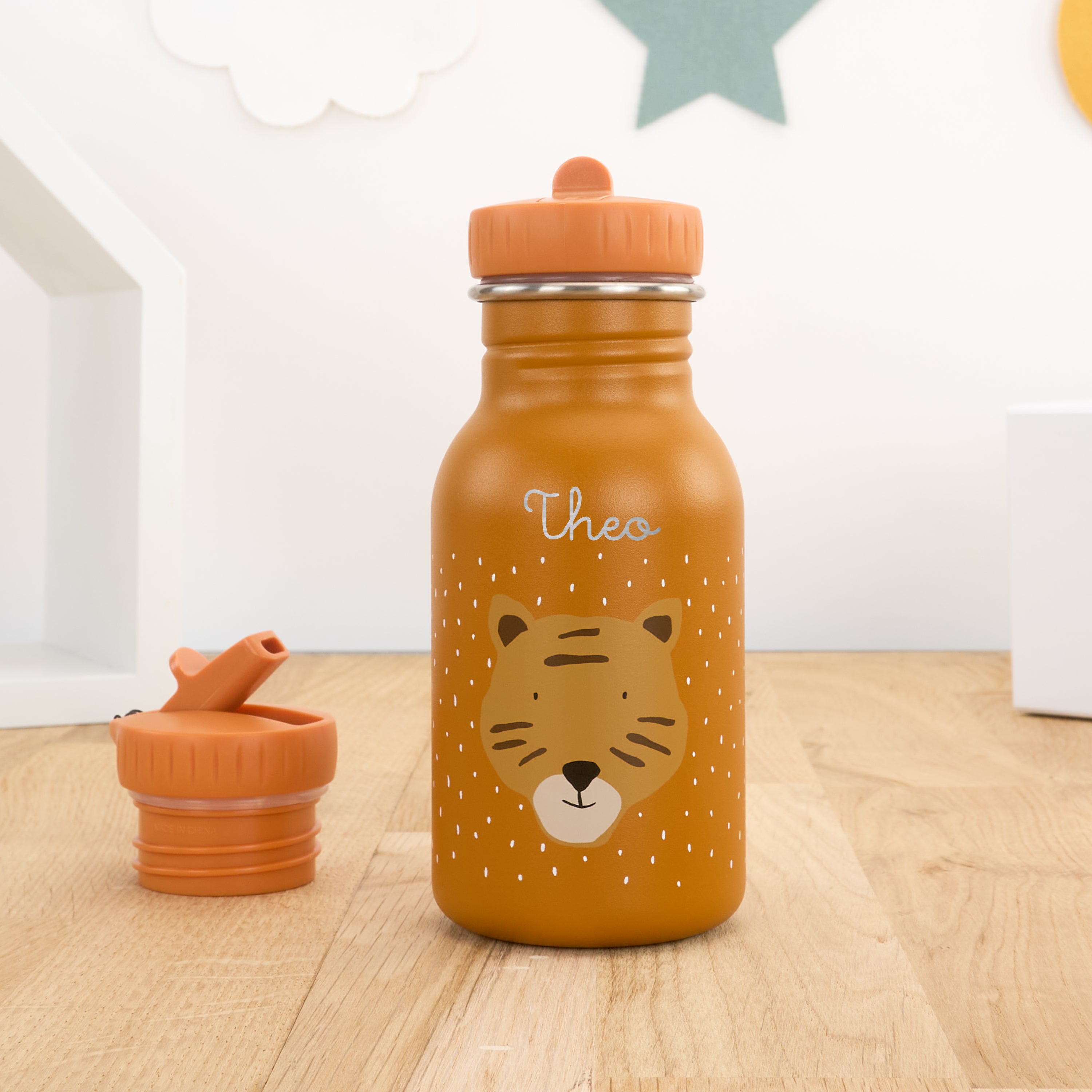 Kindergartentrinkflasche mit Namen personalisiert 350 ml - Tiger