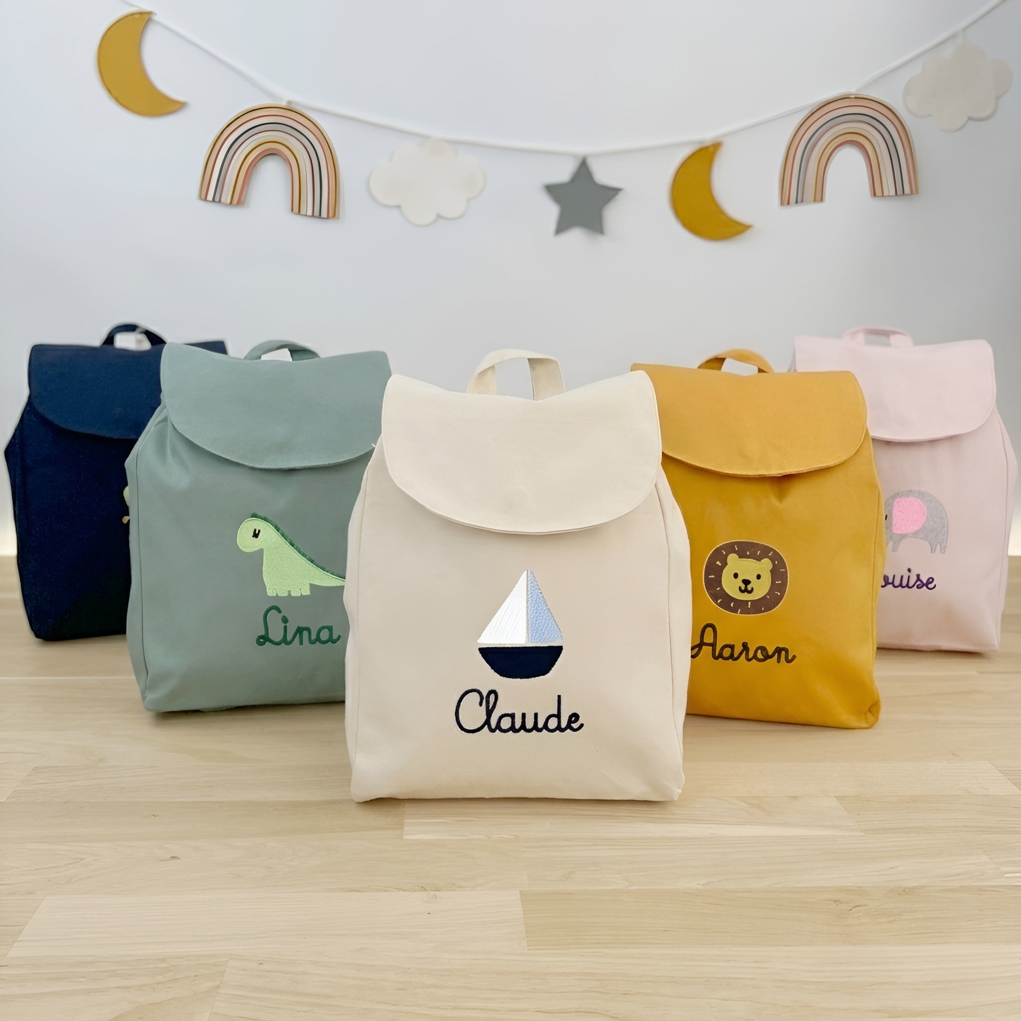 Bio-Baumwoll Kinderrucksack mit Name und Motiv