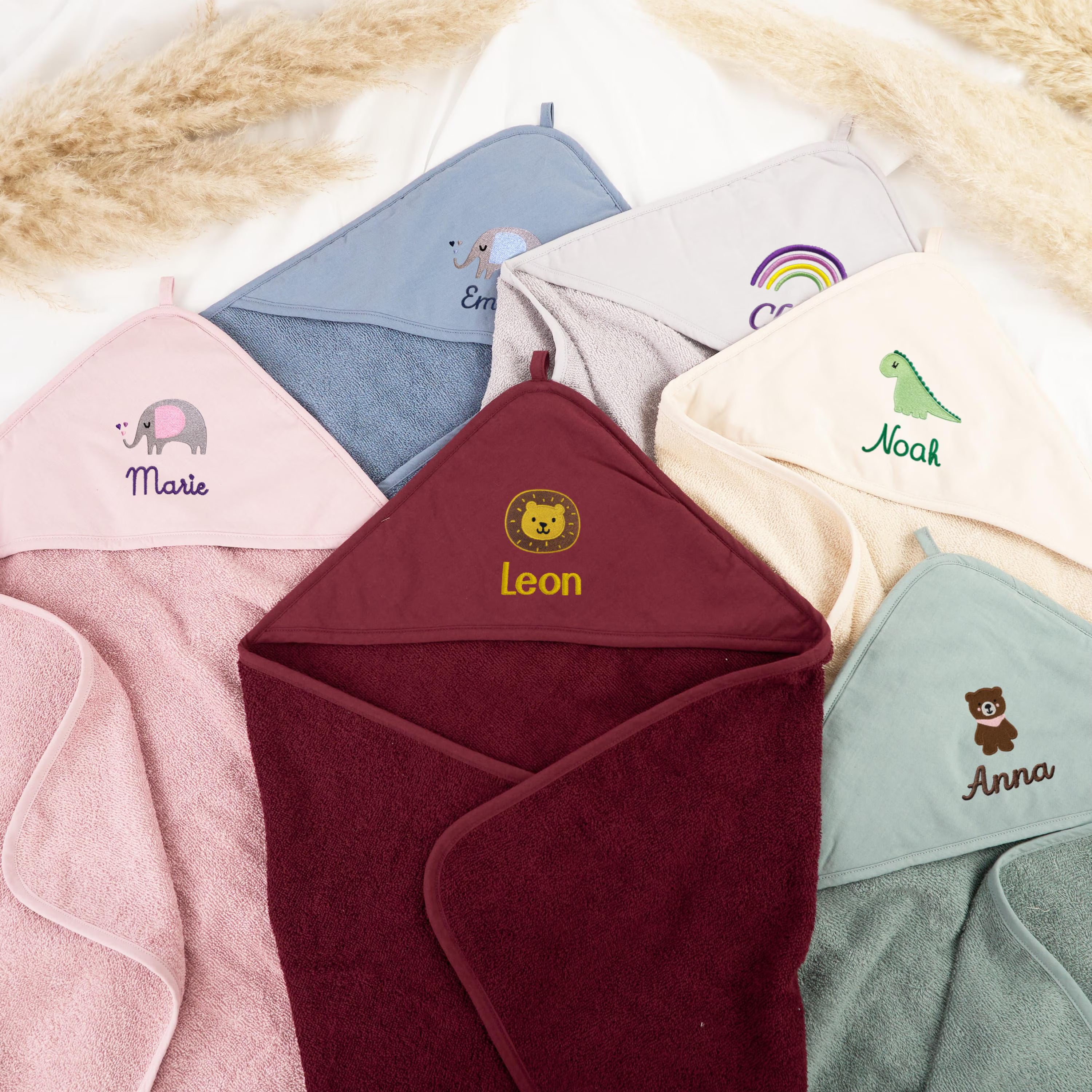 Personalisiertes Kinder/Baby-Kapuzenhandtuch mit Motiv & Name - 100% Baumwolle - verschiedene Farben/Größen