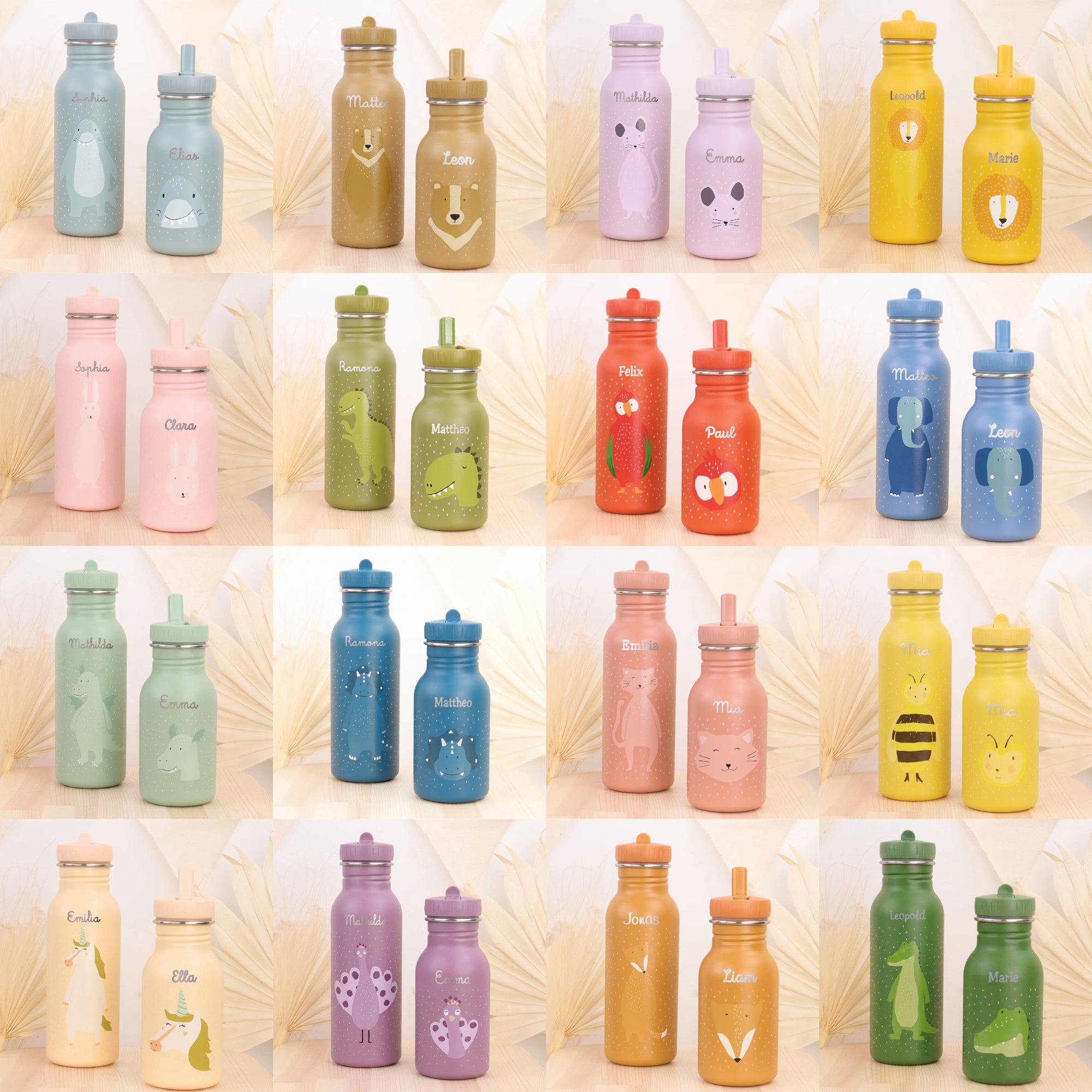 Trixie Kinder-Trinkflasche mit Namen personalisiert | Individuelle Wasserflasche für Jungen & Mädchen | 350ml / 500ml