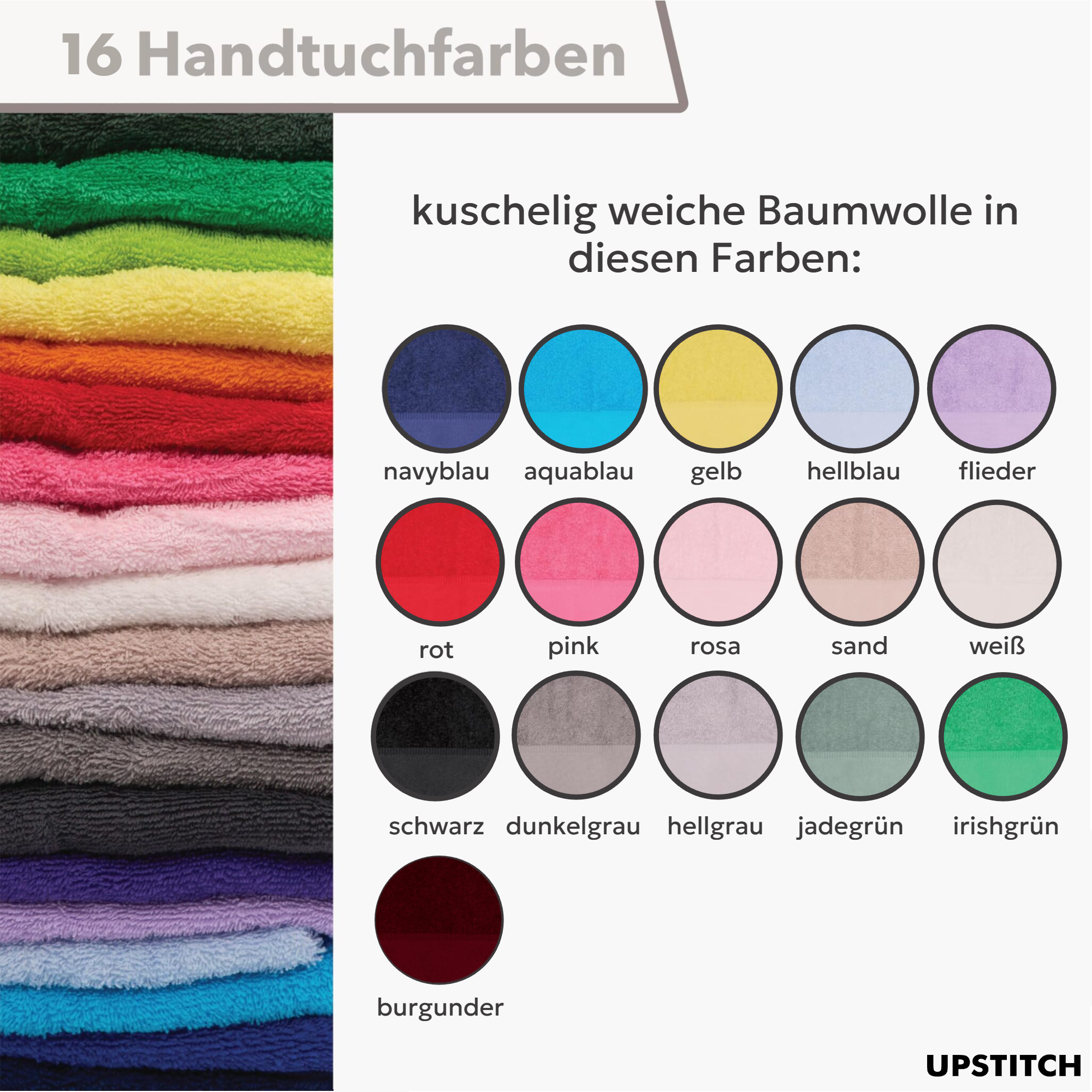 Personalisiertes Handtuch mit Motiv & Name - 100% Baumwolle - verschiedene Farben/Größen