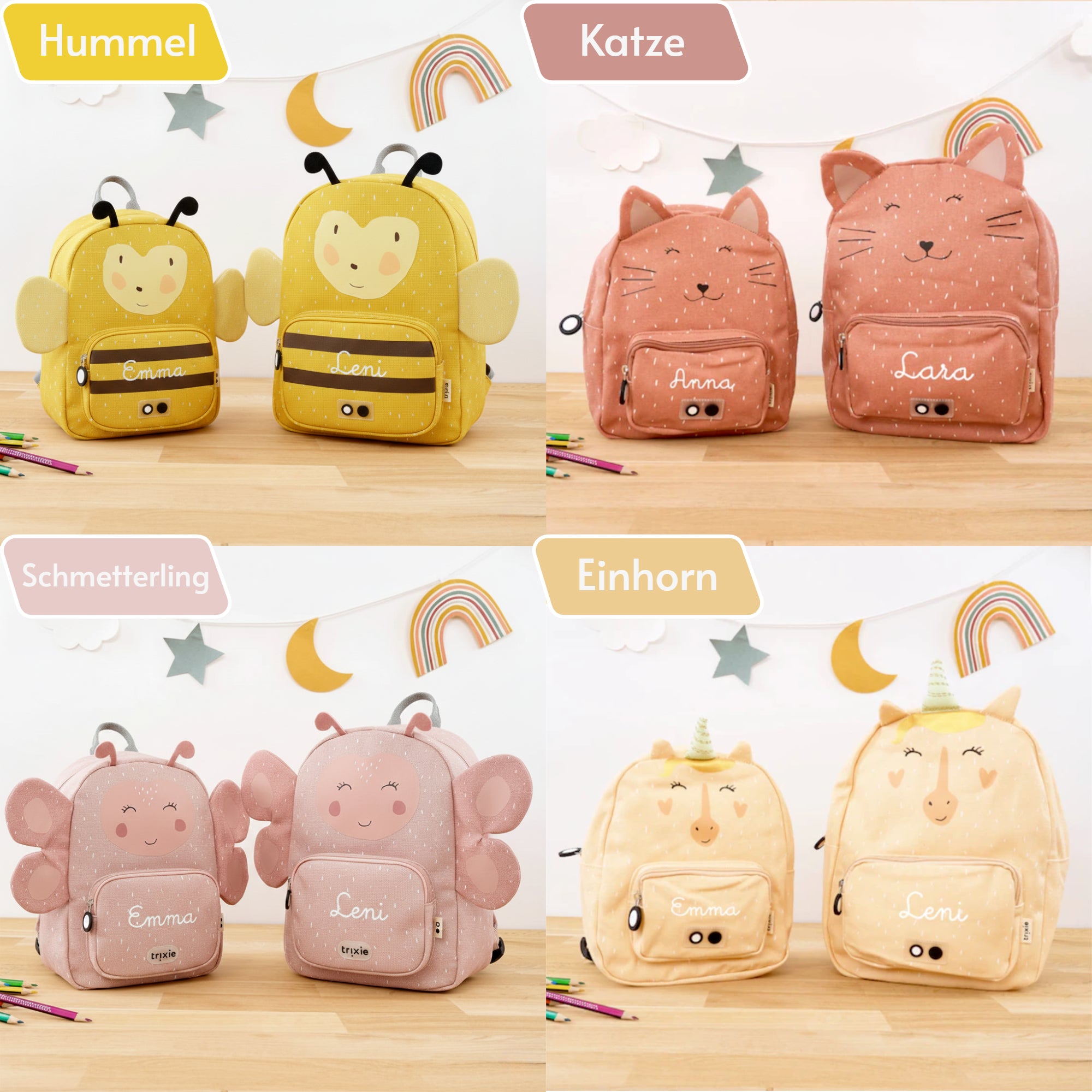 Trixie Kinderrucksack mit Namen klein/groß - alle Motive
