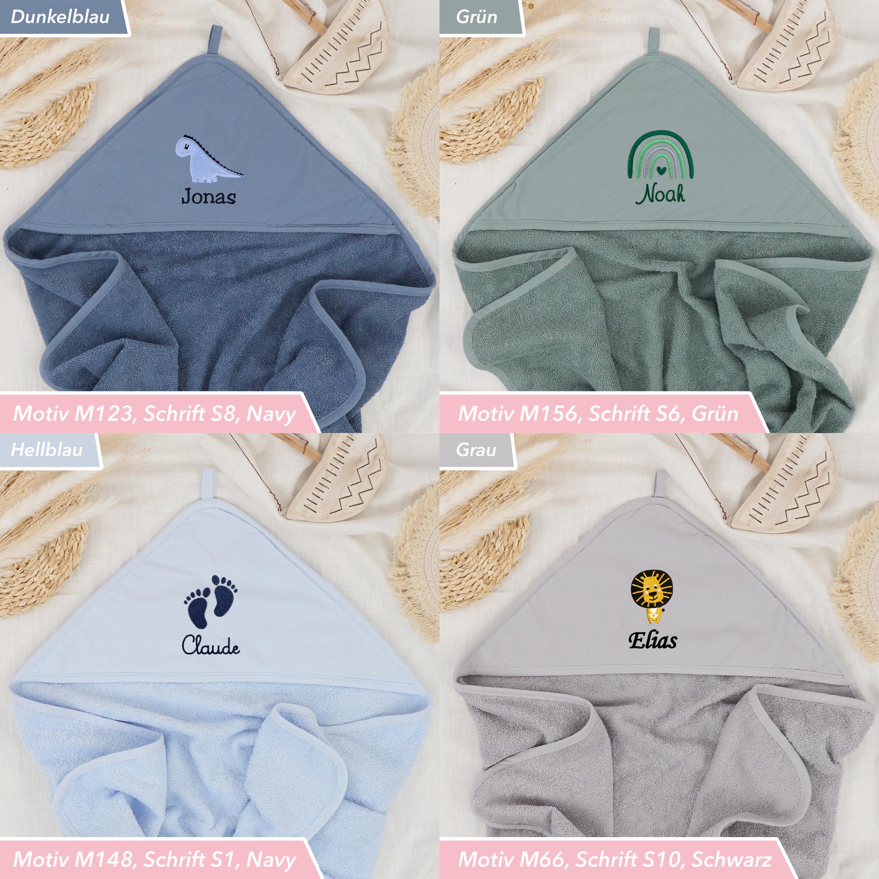 Personalisiertes Kinder/Baby-Kapuzenhandtuch mit Motiv & Name - 100% Baumwolle - verschiedene Farben/Größen