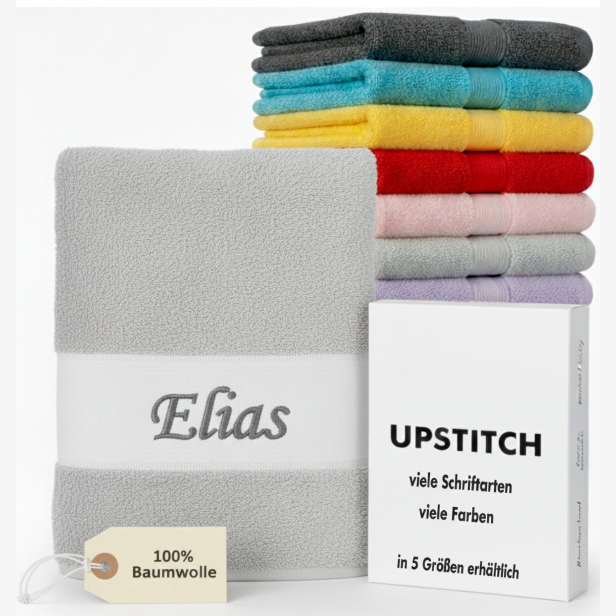Personalisiertes Handtuch mit Motiv & Name - 100% Baumwolle - verschiedene Farben/Größen